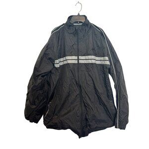 Vintage Wilson Windbreaker Jacket Mens Size L Black Nylon Reflective Stripe Ligh